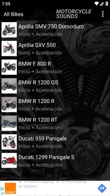 MOTORCYCLE SOUNDS android App screenshot 0