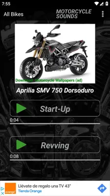 MOTORCYCLE SOUNDS android App screenshot 1