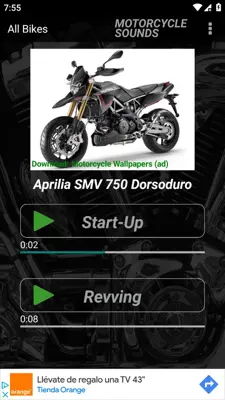 MOTORCYCLE SOUNDS android App screenshot 2